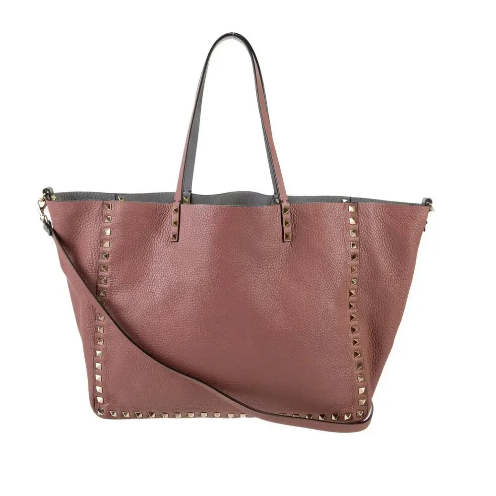 Valentino large Rockstud trapeze tote - reversible pink and grey! - Picture 3 of 10
